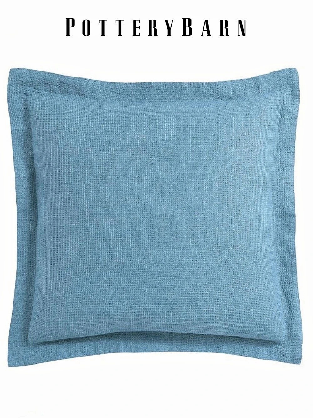 POTTERY BARN Belgian Flax Linen Euro Sham, Riviera Blue